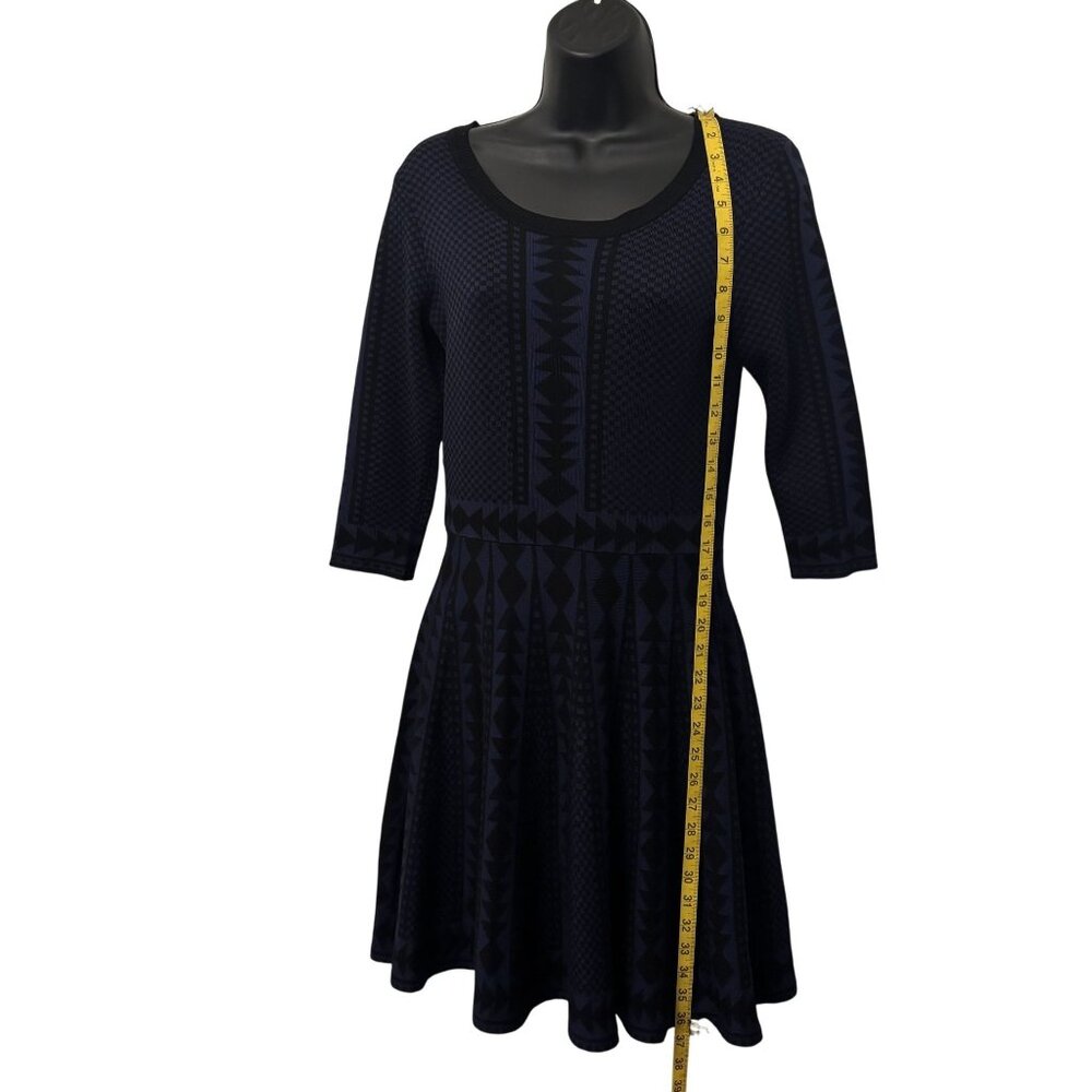 Nina Leonard Size M Geometric Print Knit Dress With 3/4 Sleeves - Picture 6 of 12